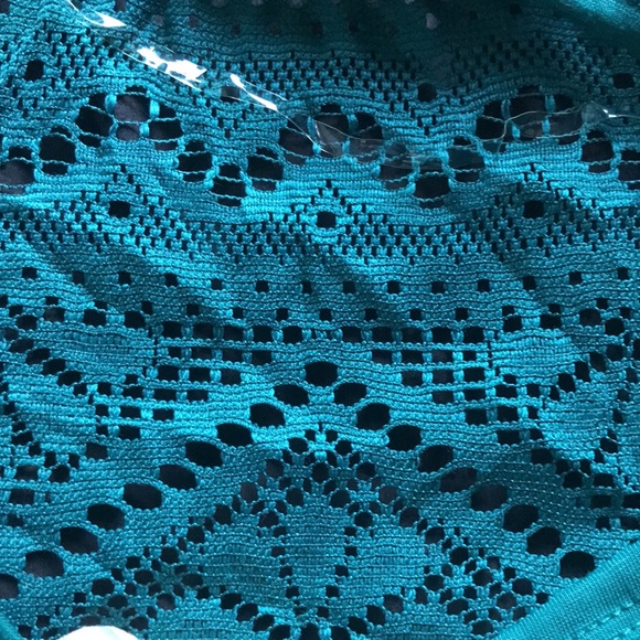 Neon Soul women’s thin button up lace back Teal green shirt Size Large.Brand New - Picture 6 of 8